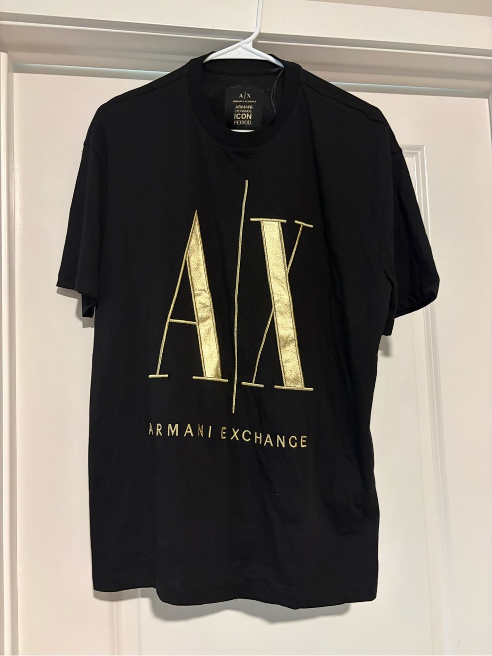 Armani Exchange Black T-Shirt with Gold A|X Logo